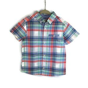 Boy's Crab Plaid Short Sleeve Button Down Shirt Size 3